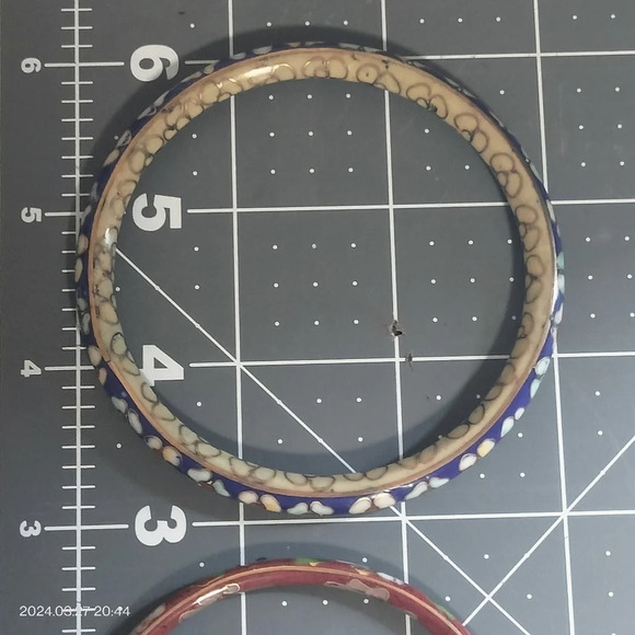 Set of 3 Cloisonne Gold tone Bangle Bracelet Multicolored - Picture 9 of 11